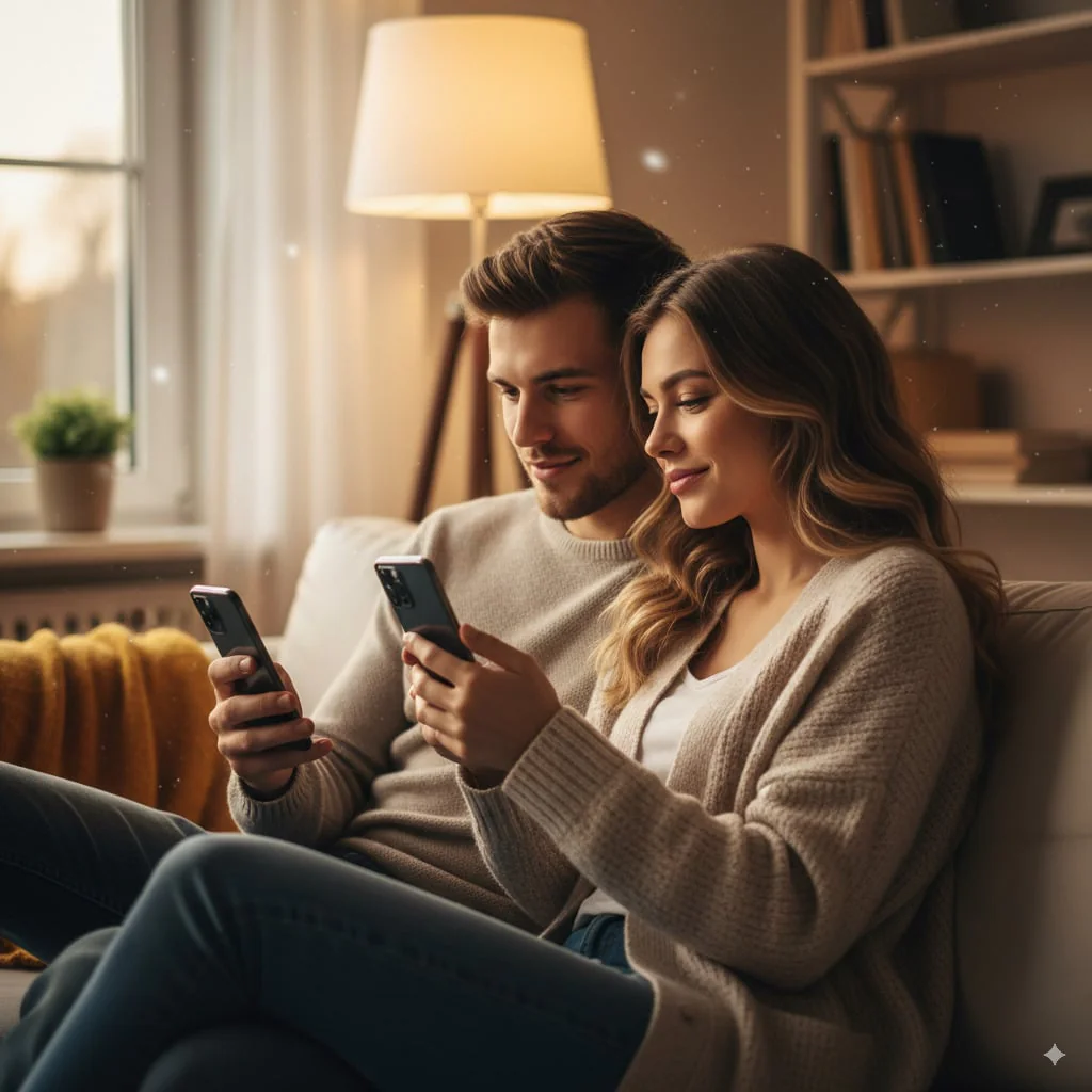 Couple using CoupleWish app